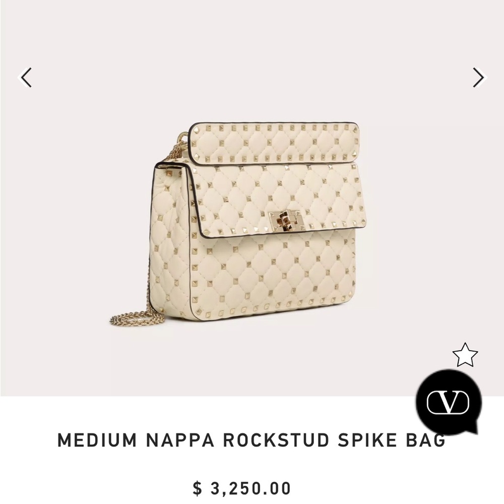 NWT Valentino Medium Nappa Rockstud Spike Shoulder Bag in Ivory